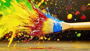Brush with paint splashes by Frank Heinz