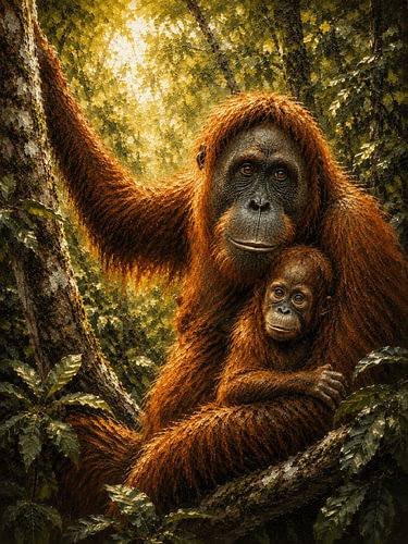 Borneo - (orang-oetan) in het regenwoud