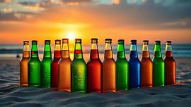 Lonely bottles on the beach by Jean Pierre