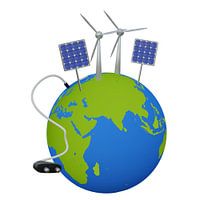 Aarde met hernieuwbare energiebronnen