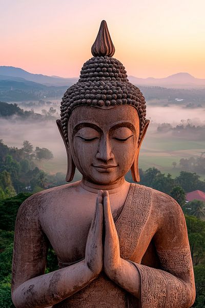 Buddhist statue in the morning light by Poster Art Shop