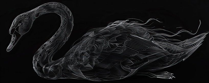Gemälde Schwan Schwarz und weiß von Kunst Laune