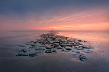 Landschaft Küste und Sonnenuntergang