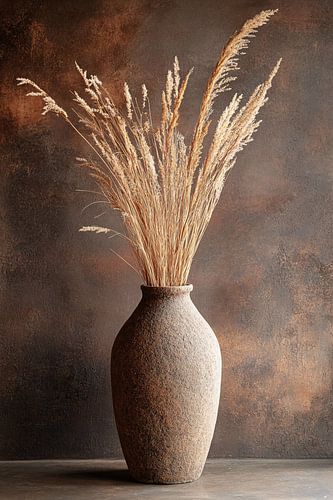 Rustieke vaas met droog gras