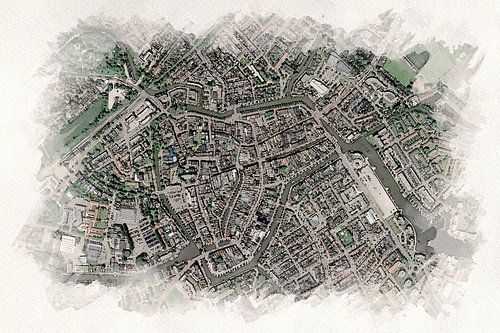 Map of Sneek in watercolor style