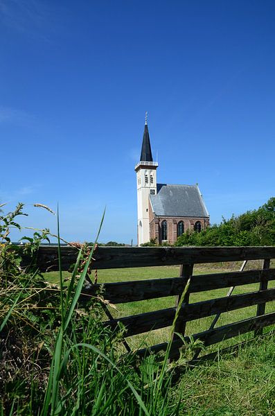 Die weiße Kirche von Den Hoorn, Texel von Wim van der Geest