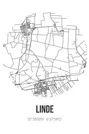 Linde (Drenthe) | Carte | Noir et Blanc sur Affiches de lieux