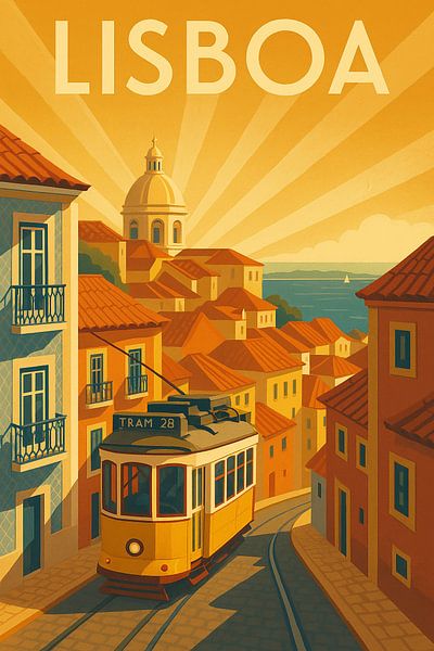 Lissabon Alfama Tram Reis Muurkunst van Travel Shop