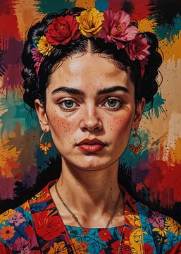 abstracte kleurrijkerida kahlo 003 van Inspire Art