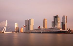 Skyline von Rotterdam mit Kreuzfahrtschiff von Ilya Korzelius