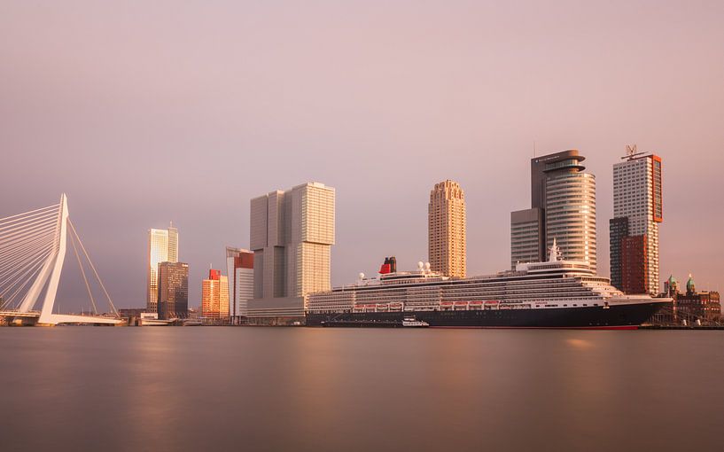 skyline van rotterdam met cruiseschip van Ilya Korzelius