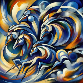 Blaue Pferde