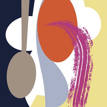 Modern abstract vrije vormen in heldere kleuren no 4 van Sonja Kemp