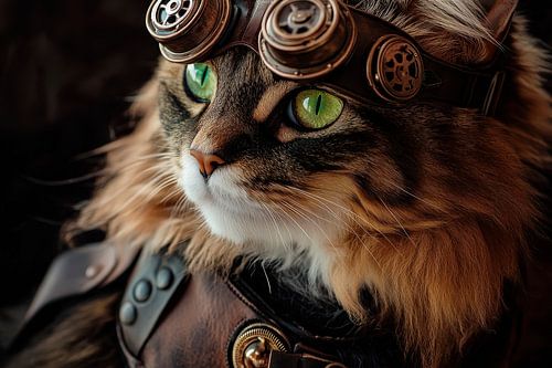 Kattenoog in steampunkstijl