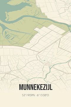 Vintage landkaart van Munnekezijl (Fryslan) van Rezona