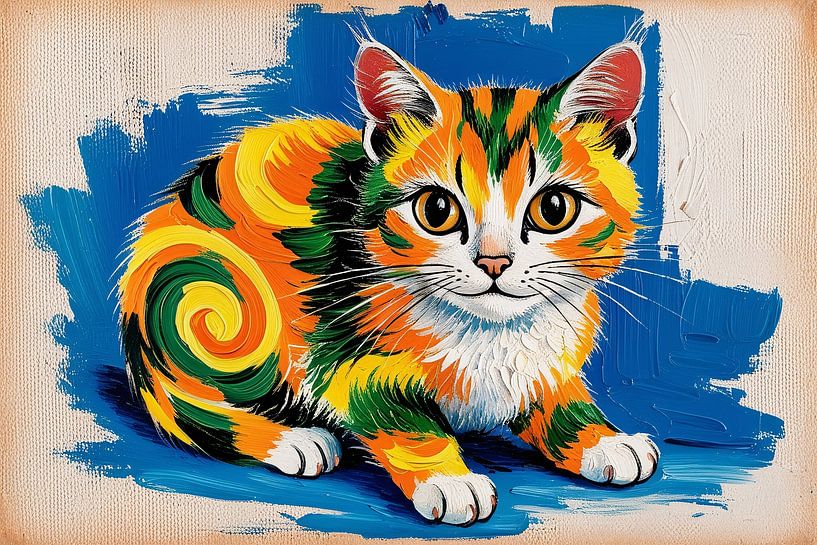 Chat coloré avec motif abstrait par Art & Soul Creations