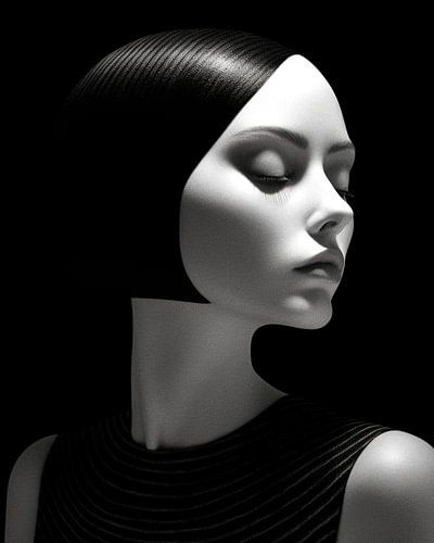 Portrait d'une femme en noir et blanc