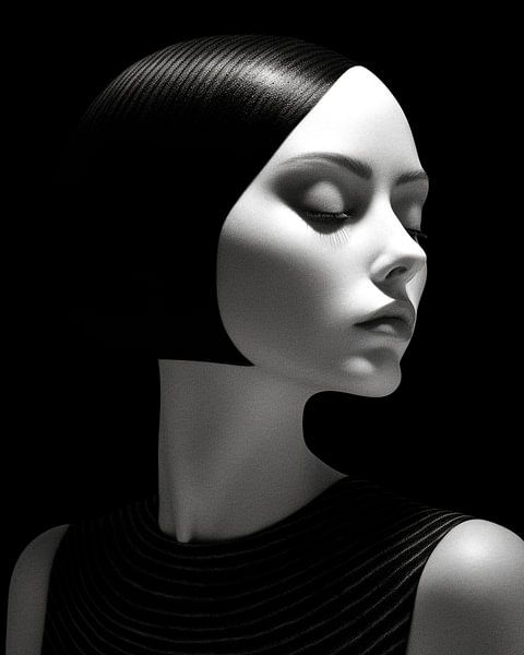 Portrait of a Woman in Black and White by Color Square