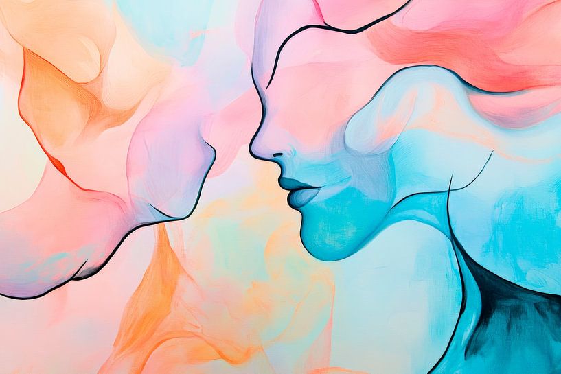 Farbige Gesichter im Dialog der Kunst von Poster Art Shop