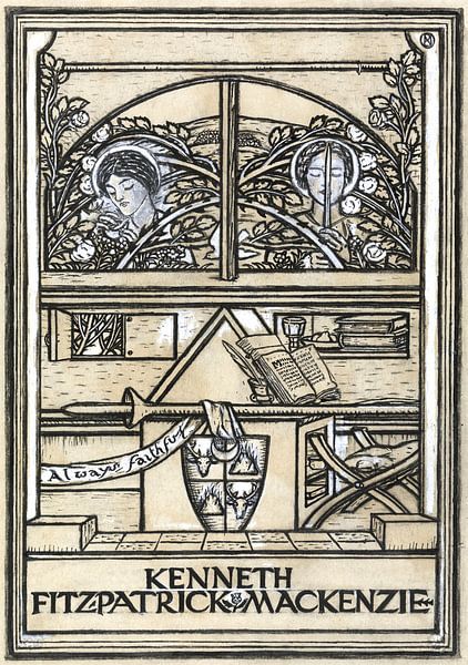 Design for a bookplate, Paul Nash - ca. 1909 by Het Archief