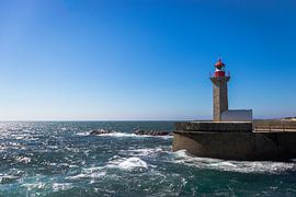 Sea view with lighthouse Porto, Portugal by Kelsey van den Bosch