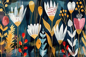 Buntes und abstraktes Feld von Blumen von Studio Allee