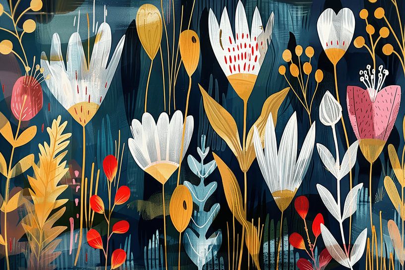 Champ de fleurs coloré et abstrait par Studio Allee