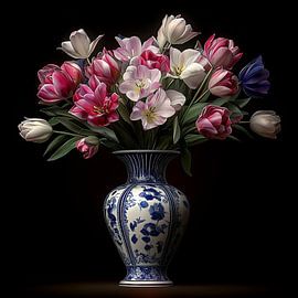Bouquet of tulips in soft colours by Rene Ladenius Digital Art