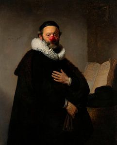 Rembrandt Portret van Johannes Wttenbogaert met clowns neus