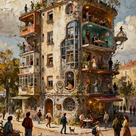 La vie urbaine sur cinq étages sur Kristin M