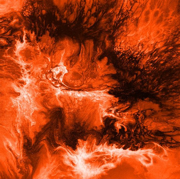 Gold storm in bright red by KW Malerei