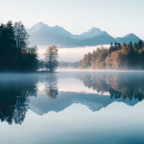 Bergspiegelung am See von Poster Art Shop