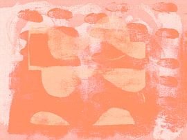 Abstracte kunst in wabi-sabi-stijl. Vormen in geel, oranje en roze van Abstract Minimalist Art