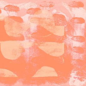 Abstract art in wabi-sabi style. Shapes in yellow, orange, pink by Abstract Minimalist Art