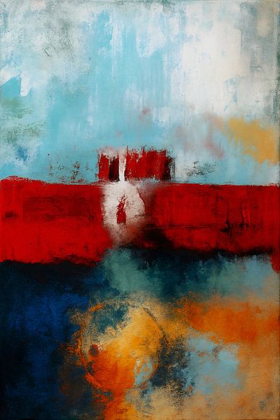 Abstract red and blue - powerful modern art by Kleurenrijk