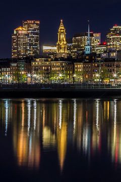 BOSTON Abendliche Skyline von North End & Financial District