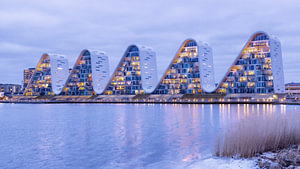 Lichtblauwe uur in Vejle, Denemarken