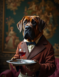 A Bordeaux Mastiff serves a glass of Bordeaux