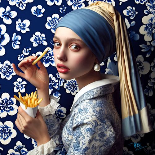 Modernes Mädchen mit Perlenohrring Vermeer 