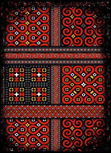 Traditioneel geometrisch batikpatroon uit Toraja