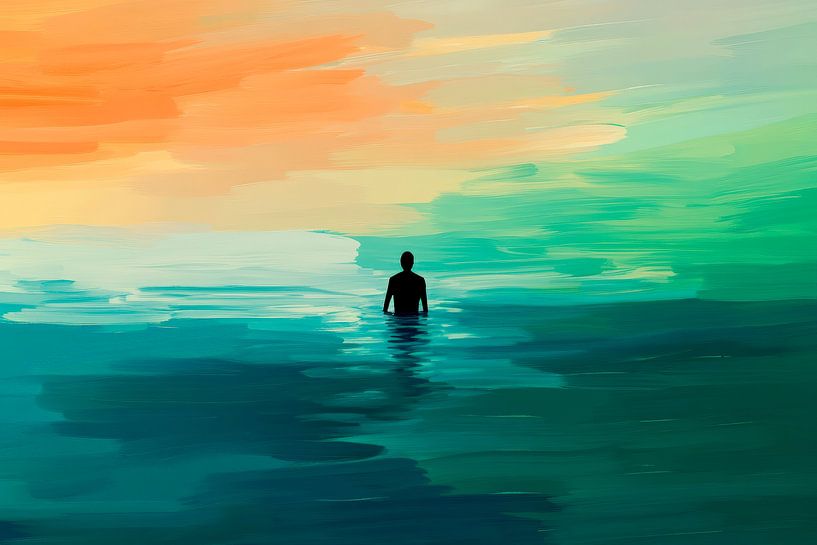 Silhouette in water - colour gradient harmony by Poster Art Shop