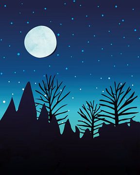 Abstract landscape at night 2 by Tanja Udelhofen