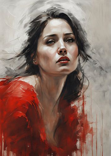 Abstract Portret - Lady in Red 2