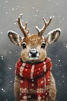 Winter magic - Deer in Warm Red - Christmas