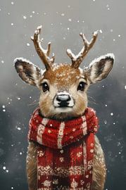 Winterzauber - Hirsche in warmem Rot - Weihnachten von Eva Lee