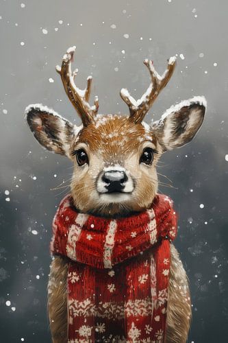 Winterzauber - Hirsche in warmem Rot - Weihnachten