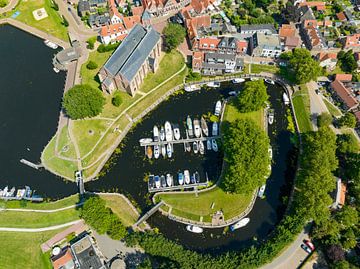 Vue aérienne de Vollenhove en été aux Pays-Bas sur Sjoerd van der Wal Photographie