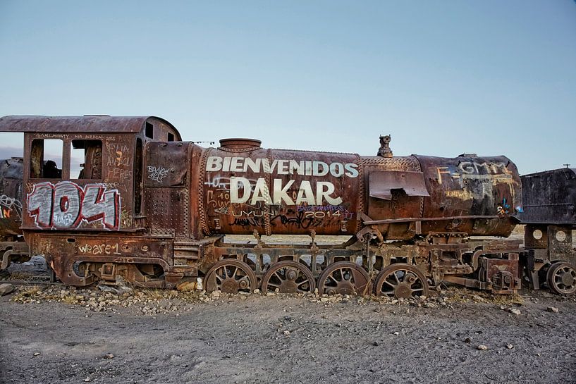 Old train on a train cemetery 'Cementerio de los Trenes', Uyuni, Bolivia by Tjeerd Kruse