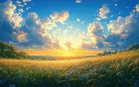 Goldene Felder unter einem strahlenden Himmel von Hikmah Hidahasbi Miniaturansicht