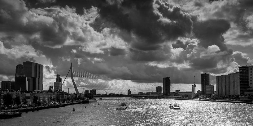 Skyline van Rotterdam in zwart-wit van Lizanne van Spanje